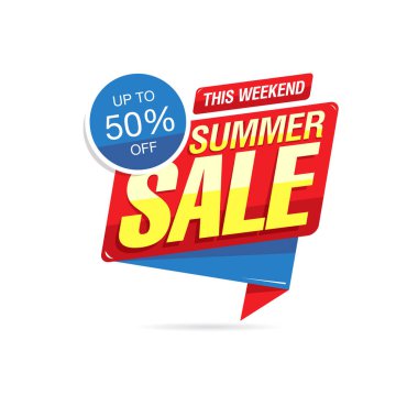 Yaz satış banner düzen tasarımı, vektör çizim 