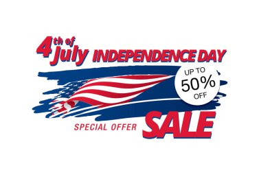 ABD bağımsızlık günü satış afiş, vektör illüstrasyon