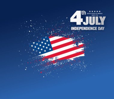 Amerikan bayrağı ile ABD bağımsızlık günü afiş, vektör illüstrasyon