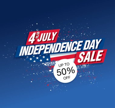 Amerikan bayrağı ile ABD bağımsızlık günü afiş, vektör illüstrasyon