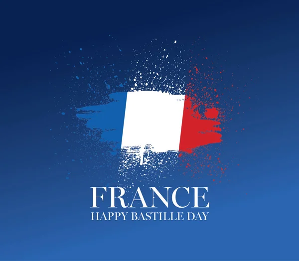 Nationaldagen Frankrike Med Inskription Flagga Bakgrund — Stock vektor