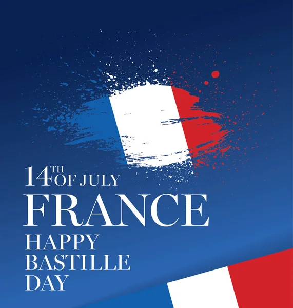 Dia Bastilha França Com Inscrição Fundo Bandeira — Vetor de Stock