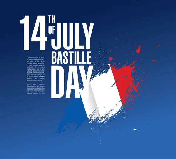 Bastille Day France Inscription Flag Background — Stock Vector