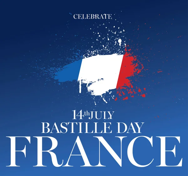 Bastille Day France Inscription Flag Background — Stock Vector