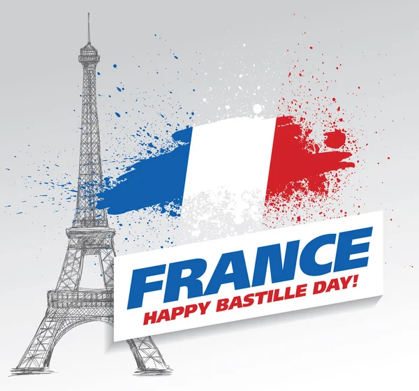 День Взяття Бастилії Франції Написом Фоні Прапора — стоковий вектор