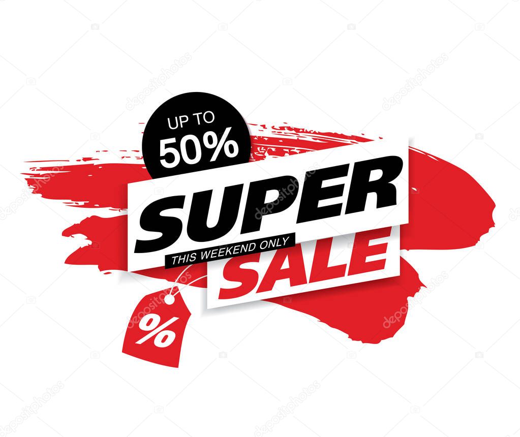 Super Sale banner with grungy brush stroke