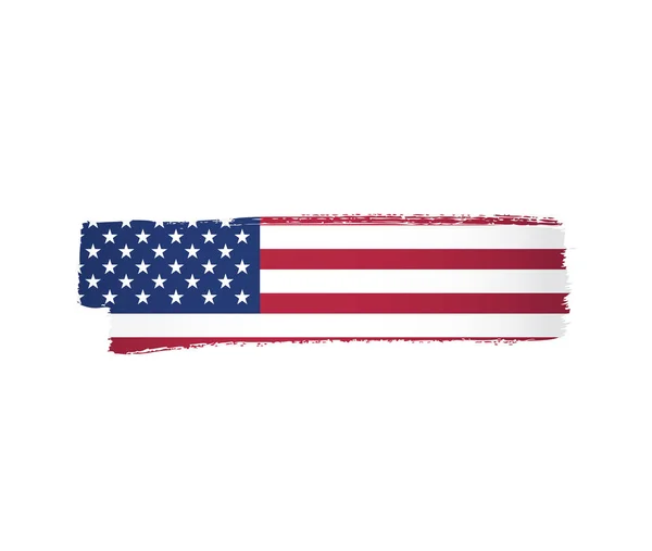 Bandeira Americana Feita Fundo Pincel Traço Ilustração Vetorial — Vetor de Stock