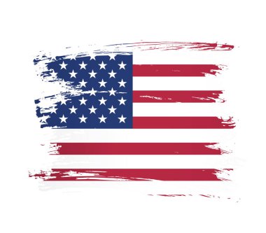 Sırt fırçası arka planında Amerikan bayrağı yapıldı. Vektör İllüstrasyonu 