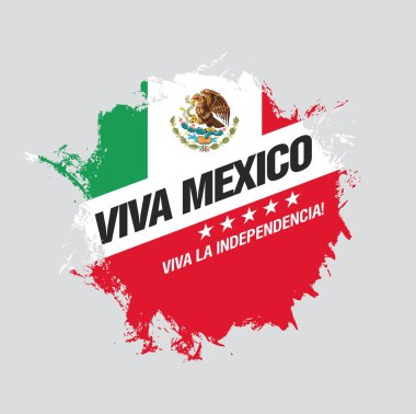 Meksika vektör afiş düzeni tasarımı. Yazıtın Meksikaçe çevirisi: Viva Mexico. Mutlu bağımsızlık günü