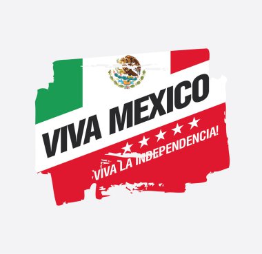 Meksika vektör afiş düzeni tasarımı. Yazıtın Meksikaçe çevirisi: Viva Mexico. Mutlu bağımsızlık günü