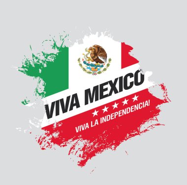 Meksika vektör afiş düzeni tasarımı. Yazıtın Meksikaçe çevirisi: Viva Mexico. Mutlu bağımsızlık günü