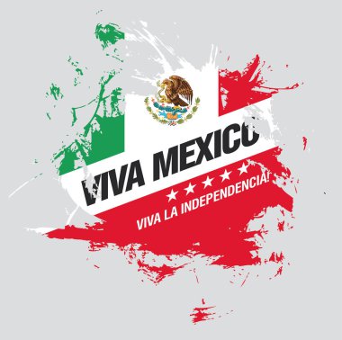 Meksika vektör afiş düzeni tasarımı. Yazıtın Meksikaçe çevirisi: Viva Mexico. Mutlu bağımsızlık günü