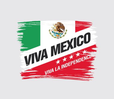 Meksika vektör afiş düzeni tasarımı. Yazıtın Meksikaçe çevirisi: Viva Mexico. Mutlu bağımsızlık günü