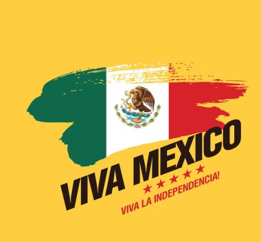 Meksika vektör afiş düzeni tasarımı. Yazıtın Meksikaçe çevirisi: Viva Mexico. Mutlu bağımsızlık günü