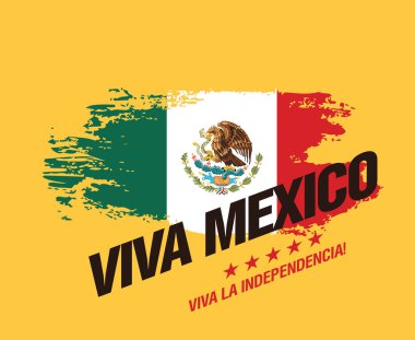 Meksika vektör afiş düzeni tasarımı. Yazıtın Meksikaçe çevirisi: Viva Mexico. Mutlu bağımsızlık günü