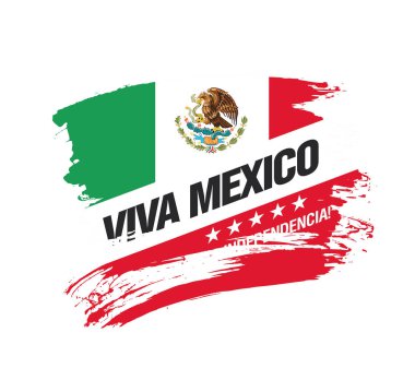 Meksika vektör afiş düzeni tasarımı. Yazıtın Meksikaçe çevirisi: Viva Mexico. Mutlu bağımsızlık günü