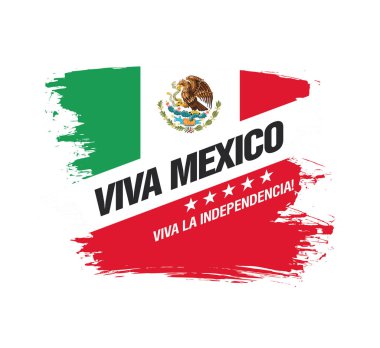Meksika vektör afiş düzeni tasarımı. Yazıtın Meksikaçe çevirisi: Viva Mexico. Mutlu bağımsızlık günü