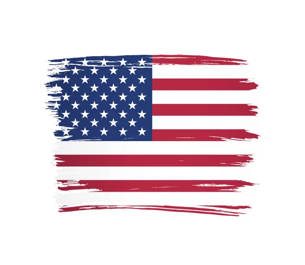 Amerikai Zászló Készült Ecsettel Stroke Háttérben Vektoros Illusztráció — Stock Vector