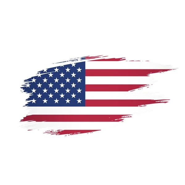 Amerikanische Flagge Einem Pinselstrich Hintergrund Vektorillustration — Stockvektor