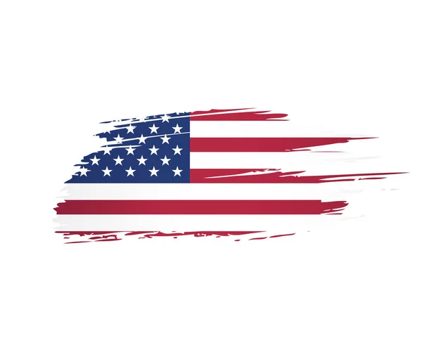 ブラシストロークの背景で作られたアメリカの旗 ベクトルイラストレーション — ストックベクタ