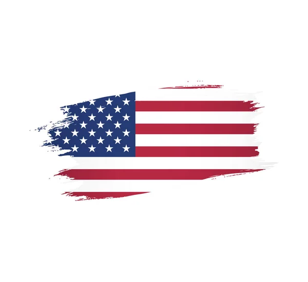 Amerikanische Flagge Einem Pinselstrich Hintergrund Vektorillustration — Stockvektor