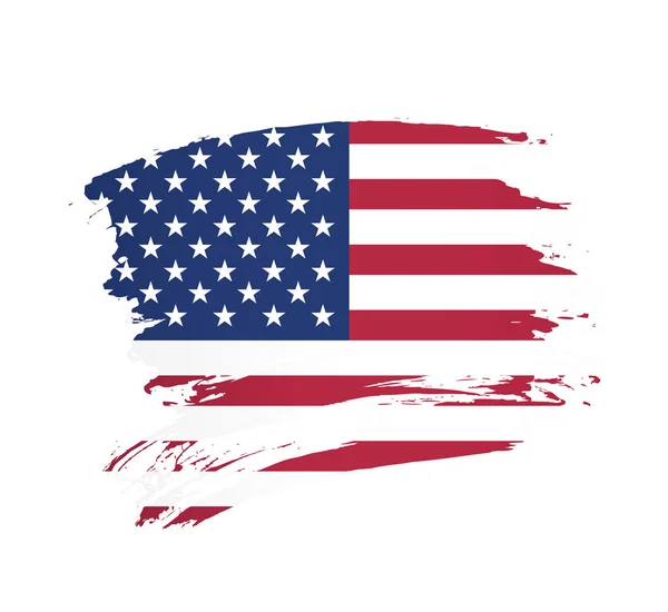 Американский Флаг Фоне Мазка Кистью Векторная Миграция — стоковый вектор