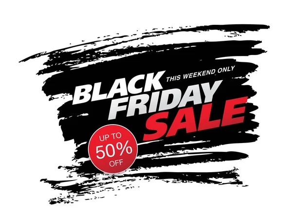 Grungy Fırça Darbeleri Ile Black Friday Sale Afiş — Stok Vektör