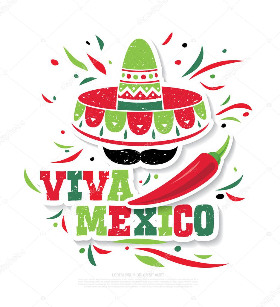 Mexican vector banner layout design. Viva Mexico!