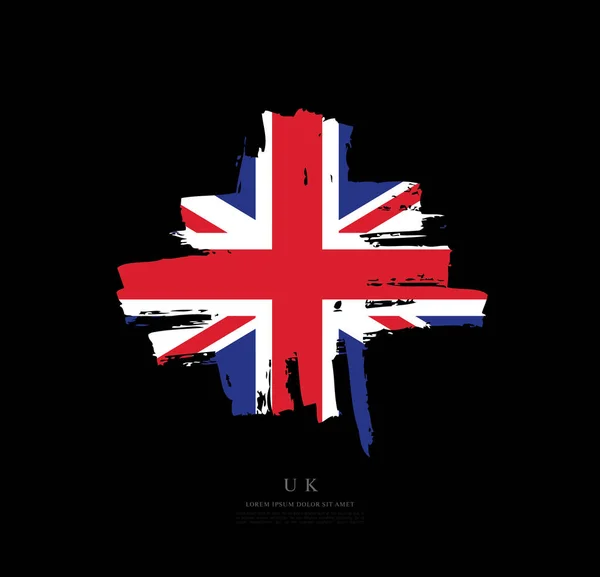 Bandeira Pincel Bagunçado Reino Unido Grã Bretanha Fundo Preto —  Vetores de Stock