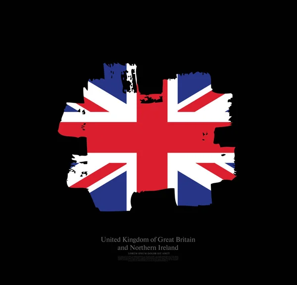 Безладний Прапор Обведення Пензля Сполученого Королівства Великобританії Чорному Фоні — стоковий вектор