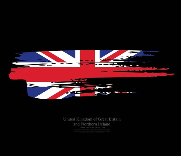 Безладний Прапор Обведення Пензля Сполученого Королівства Великобританії Чорному Фоні — стоковий вектор