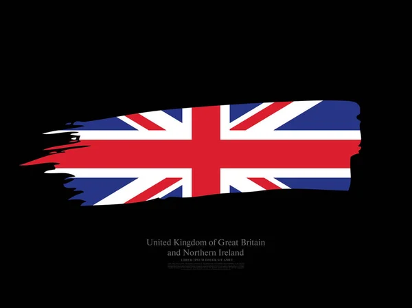 Rörig Pensel Stroke Flagga Förenade Konungariket Storbritannien Svart Bakgrund — Stock vektor