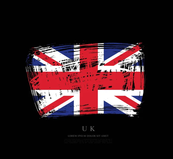 Rommelig Penseelstreek Vlag Van Verenigd Koninkrijk Van Groot Brittannië Zwarte — Stockvector