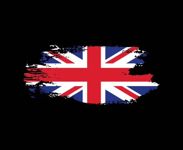 黒い背景に英国の乱雑なブラシストロークフラグ — ストックベクタ
