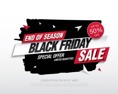 Fırça darbeleri ile Black Friday Sale afiş. Vektör çizimi 