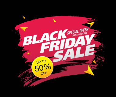 Fırça darbeleri ile Black Friday Sale afiş. Vektör çizimi 