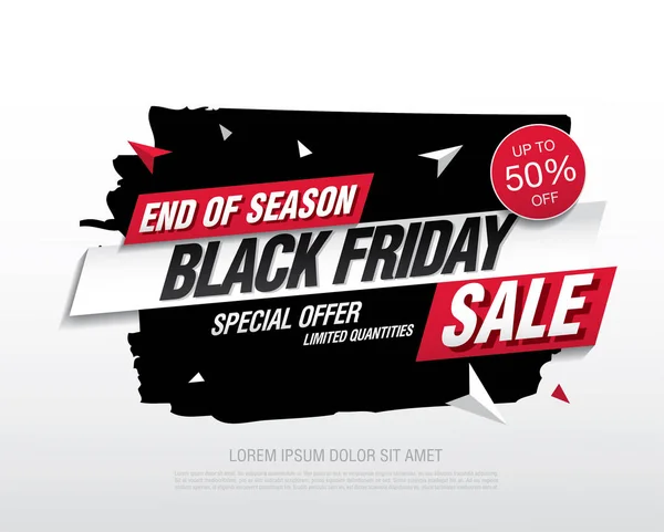 Black Friday Sale Banner Brush Strokes Vector Illustration — Stock Vector