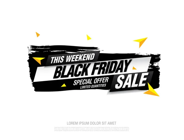 Black Friday Sale Banner Mit Pinselstrichen Vektorillustration — Stockvektor