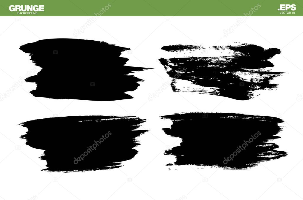 black grunge brushstrokes on white