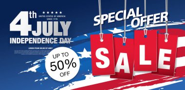 Amerikan Bağımsızlık Günü satış geçmişi, vektör illüstrasyonu