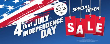 Amerikan Bağımsızlık Günü satış geçmişi, vektör illüstrasyonu