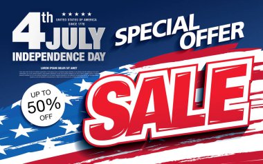 Amerikan Bağımsızlık Günü satış geçmişi, vektör illüstrasyonu