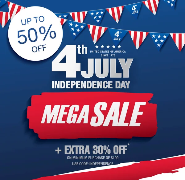 American Independence Day Sale Background Vector Illustration — 스톡 벡터