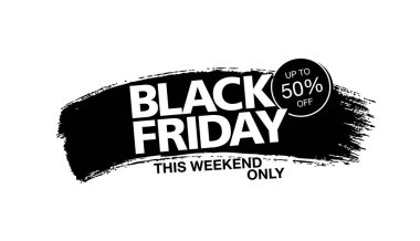 Beyaz arka planda siyah cuma etiketi, alışveriş konsepti