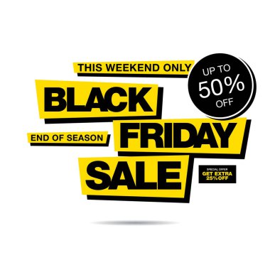 Beyaz arka planda siyah cuma etiketi, alışveriş konsepti