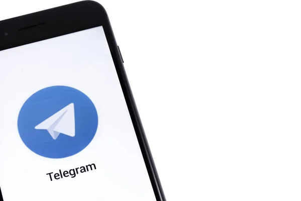 Apple Iphone Telegram Logo Ekaterinburg Federacja Rosyjska Marca 2018 — Zdjęcie stockowe