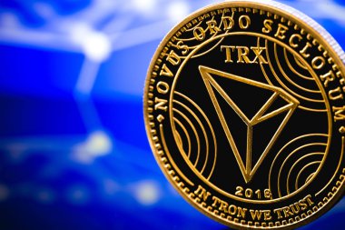 Tron altcoin cryptocurrency dijital arka plan üzerinde