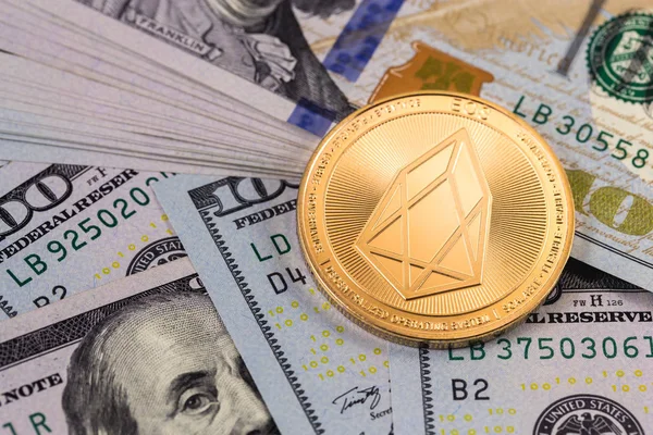 Moneta Eos Criptovaluta Dollari — Foto Stock