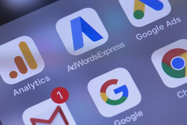 Smartfon Usługi Google Apps Rosja Października 2018 — Zdjęcie stockowe