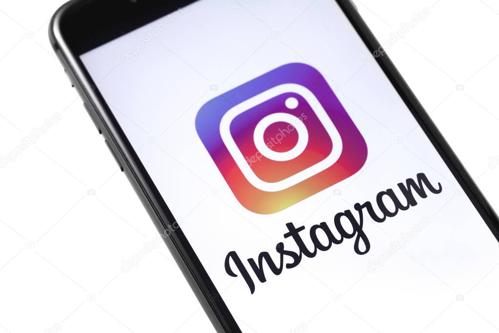 Apple iPhone with Instagram logo. Russia - October 04, 2018